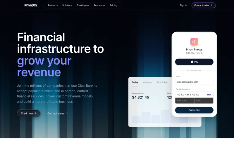 Clearbank — Finance platform site built with Arclen