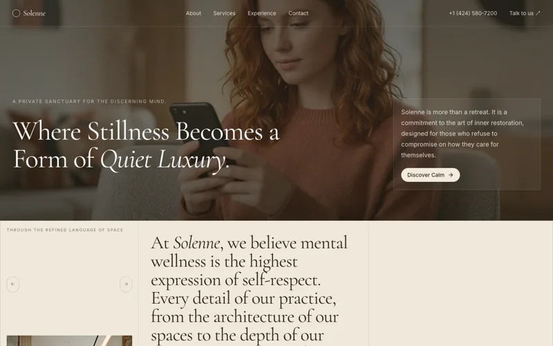 Solenne — Luxury wellness site built with Arclen